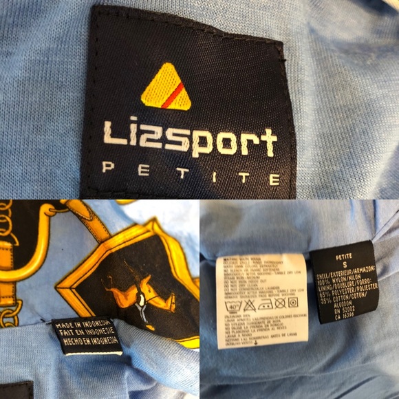 Vintage 1990 Liz Claiborne Jacket Small Horses Blue Hood Gold Petite Equestrian - Picture 8 of 8